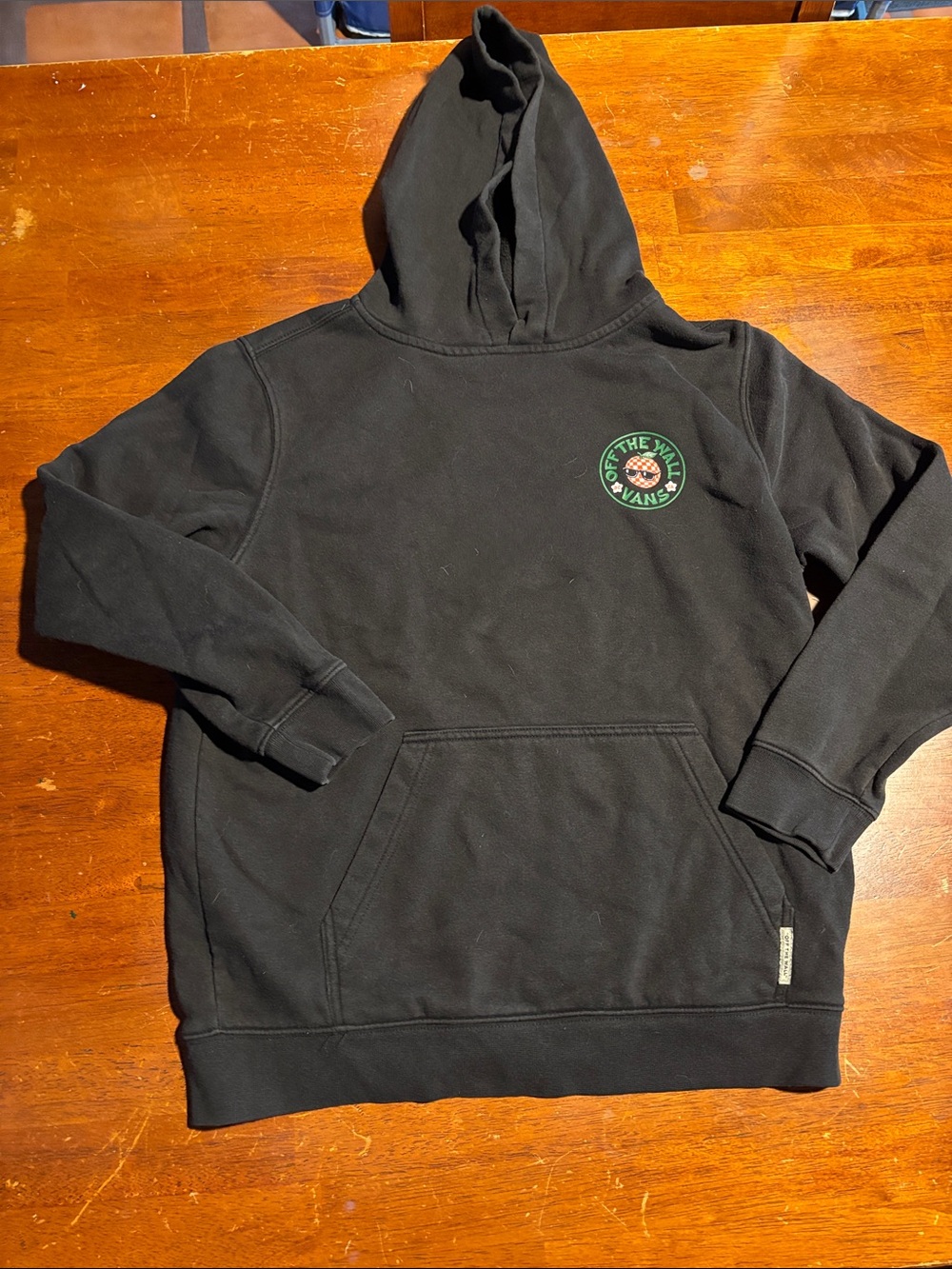 Vans Black Crewneck Hoodie with Green Logo